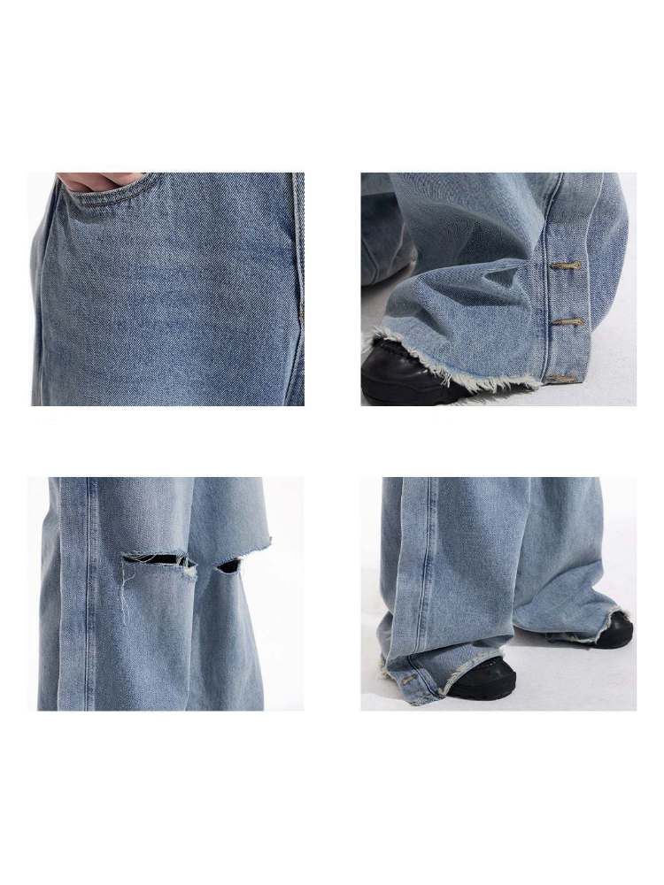 Niche Design Holes Loose Fitting Jeans