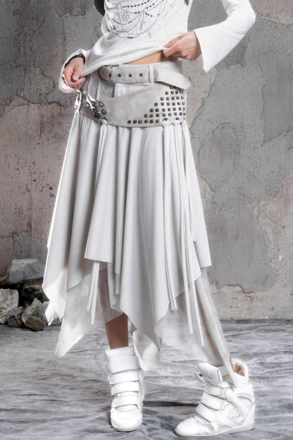 Irregular Multi Layer Rivet Skirt