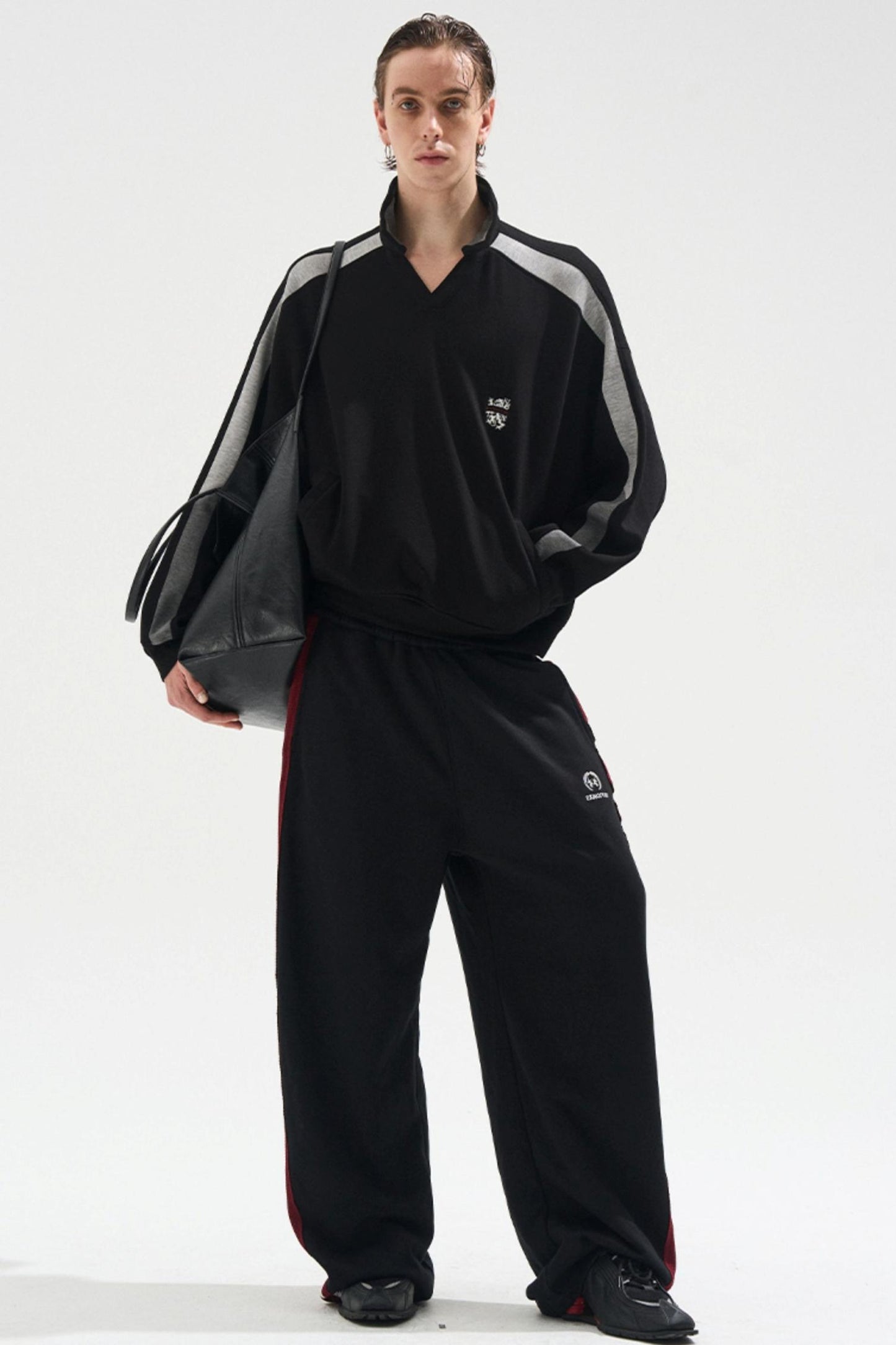 Contrasting Long Sleeve Polo Sweatshirt