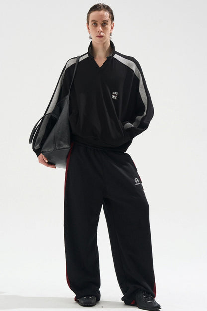 Contrasting Long Sleeve Polo Sweatshirt