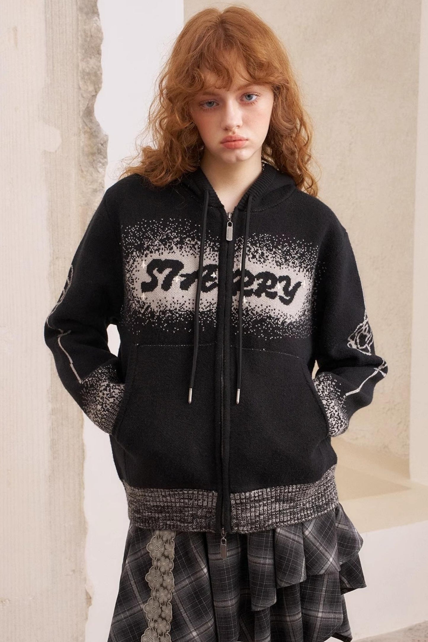 Knit Hooded Cardigan