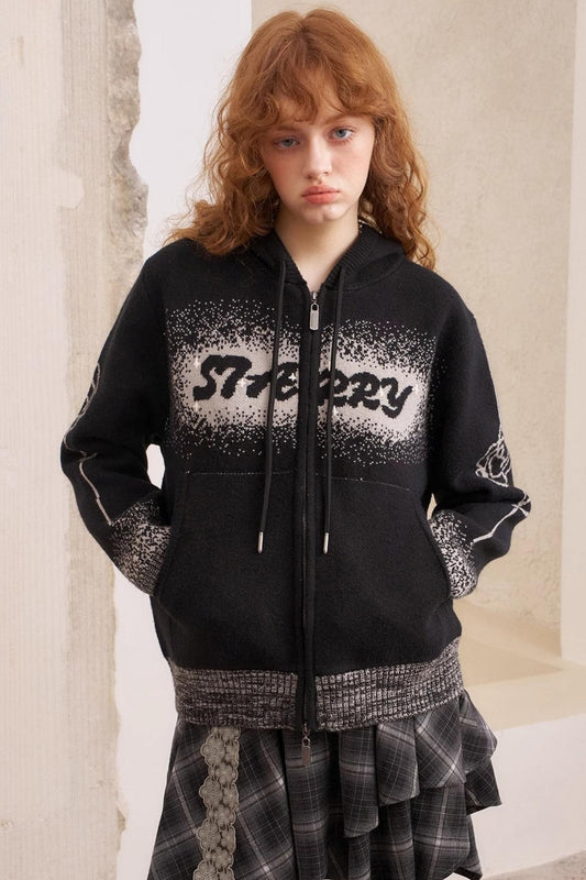 Knit Hooded Cardigan