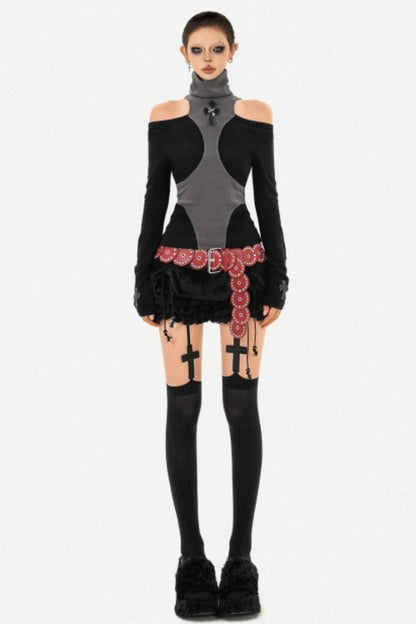 Black Asymmetrical Off-Shoulder Top