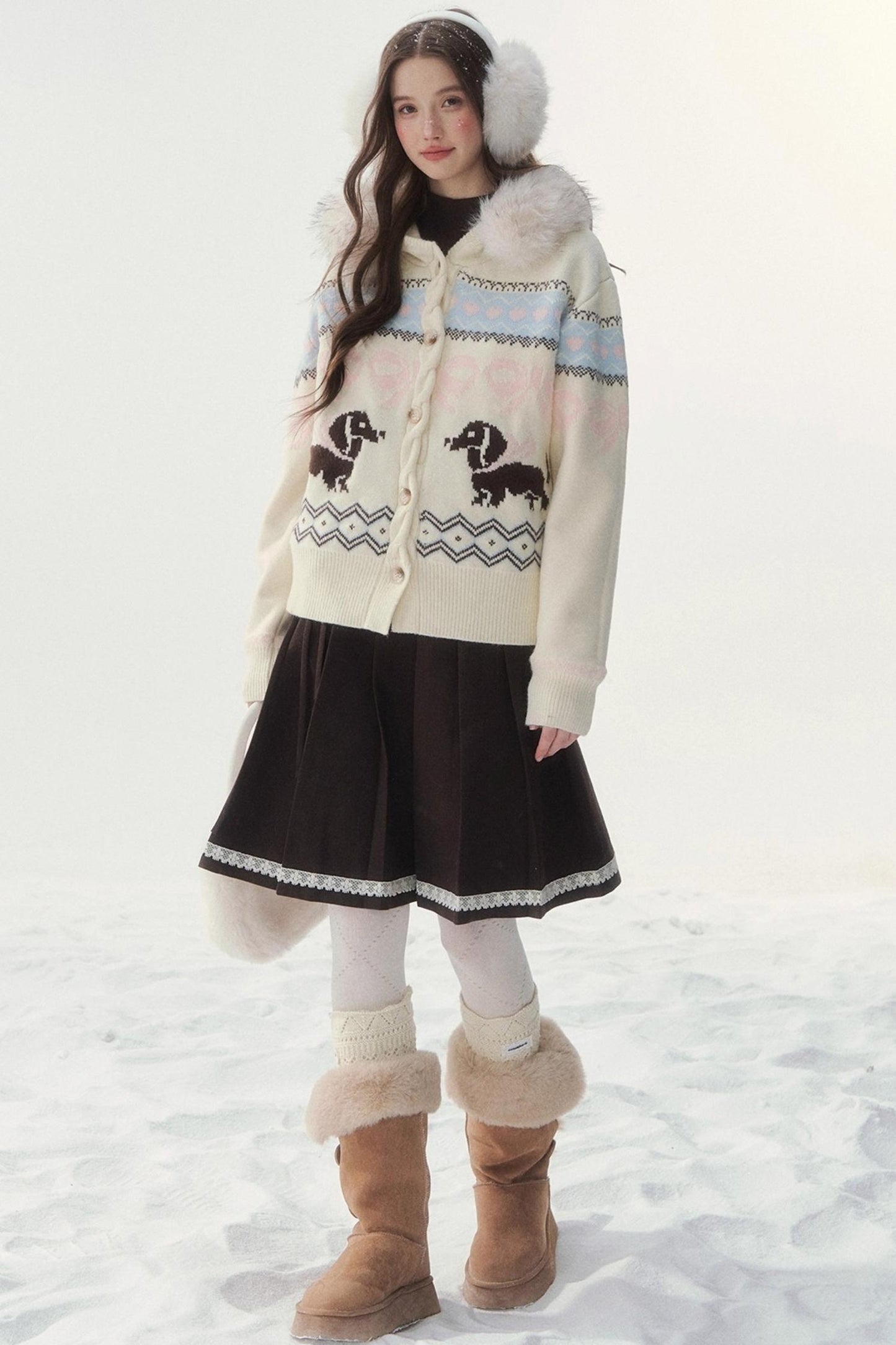 Retro Fair Isle Dachshund Sweater Jacket