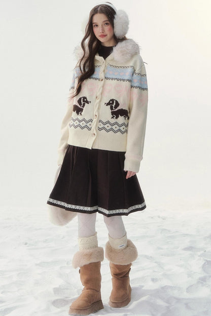 Retro Fair Isle Dachshund Sweater Jacket