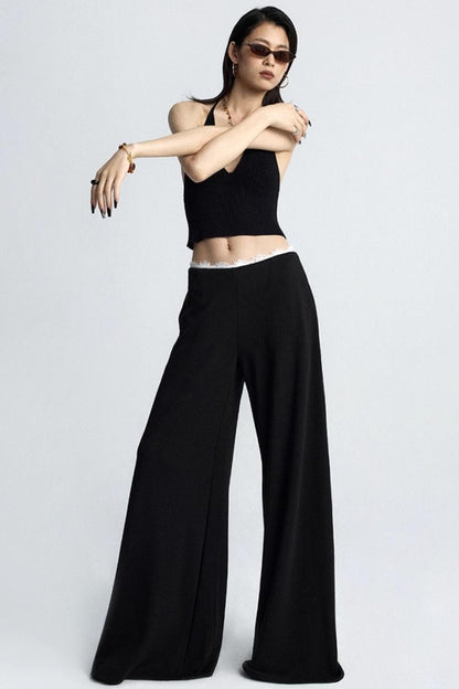 Summer Lace Draped Wide-Leg Pants