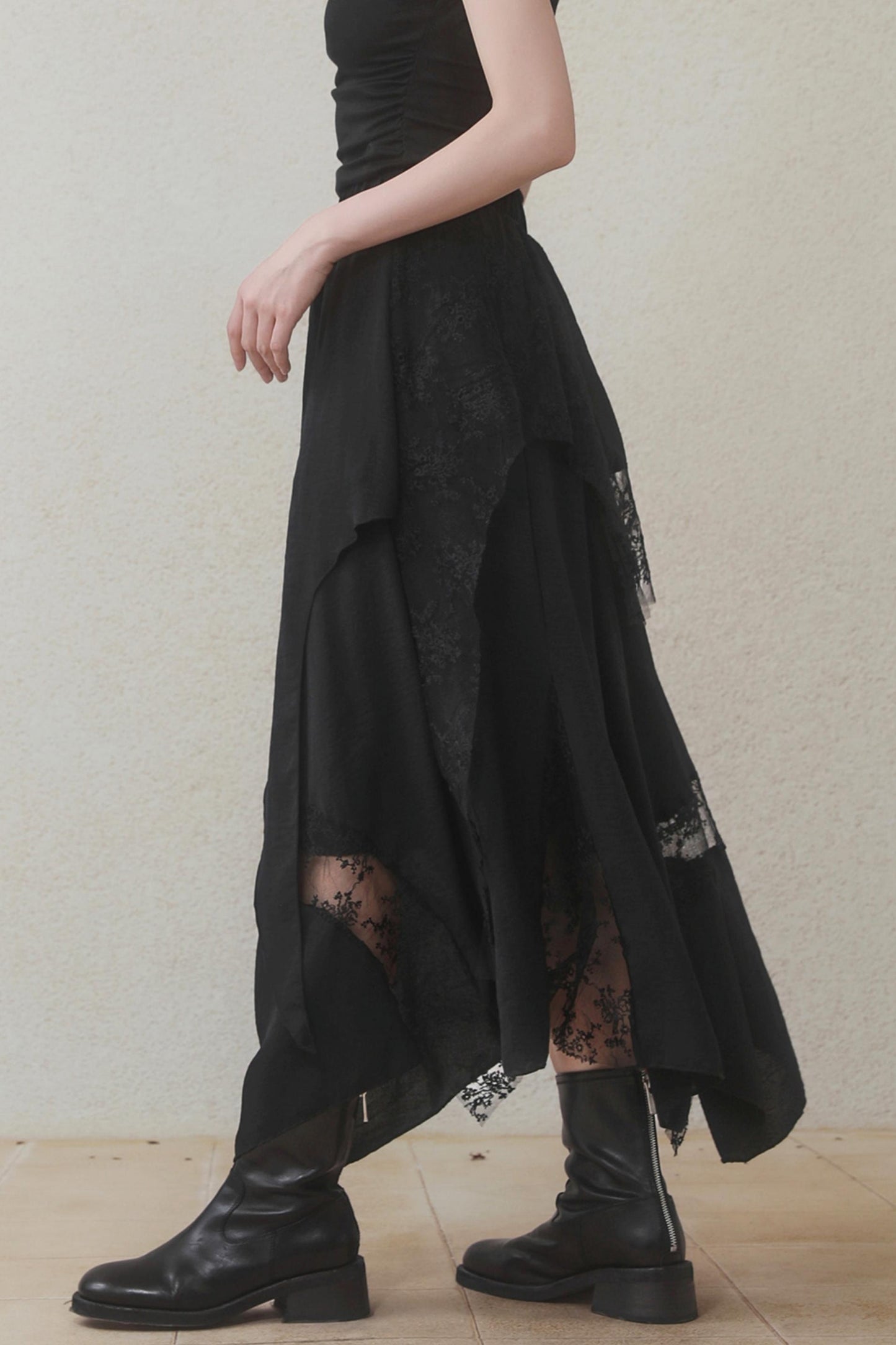 Dark Lace Midi Skirt
