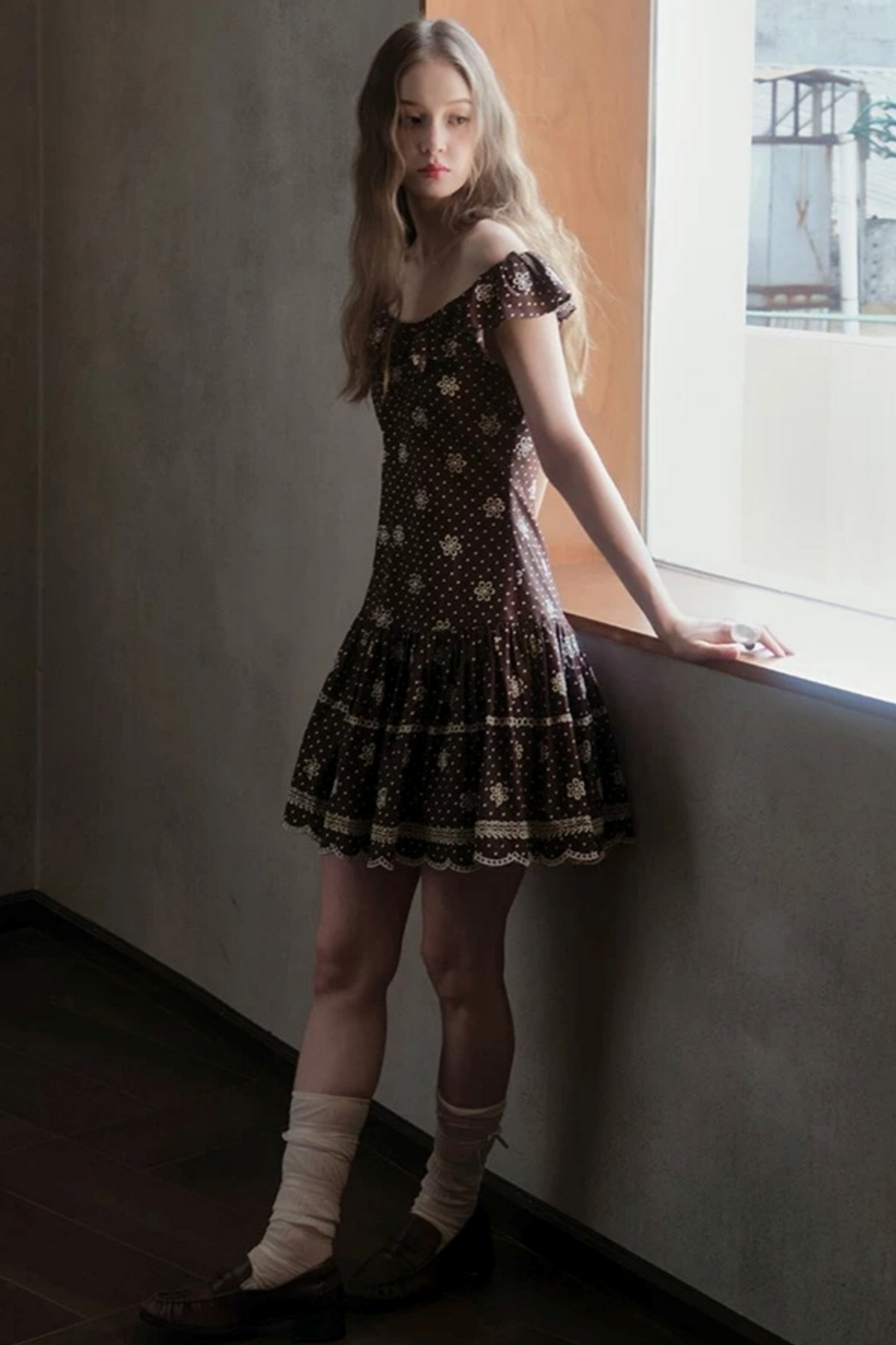 Embroidered One-Shoulder Dress