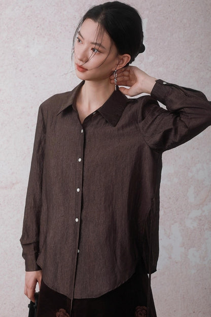 Autumn Acetate Chinese Shirt