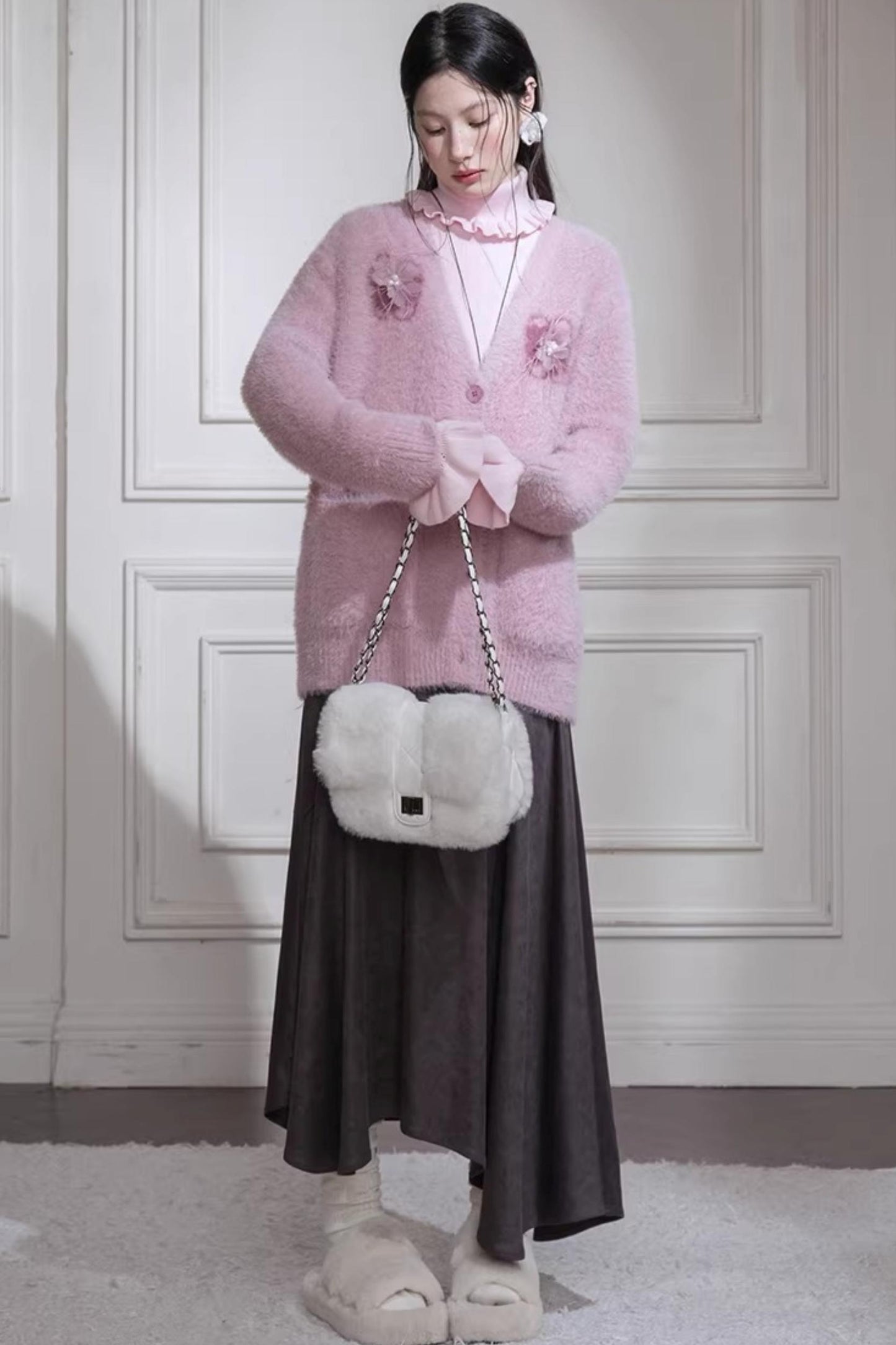 Human Pink Feder-Cardigan
