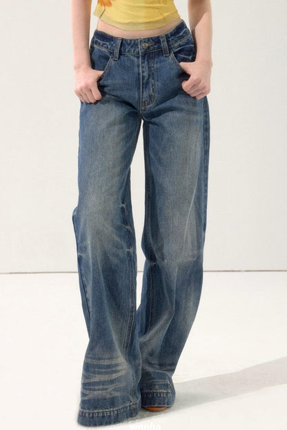 Retro Color-Block Embroidered Jeans