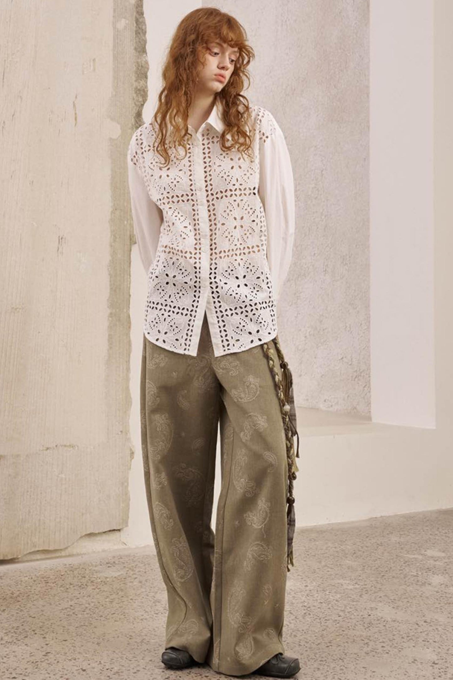 Front Lace Thin Cut-Out Shirt