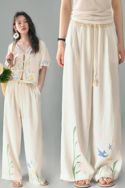 Linen Tie-Top and Pants Set-Up