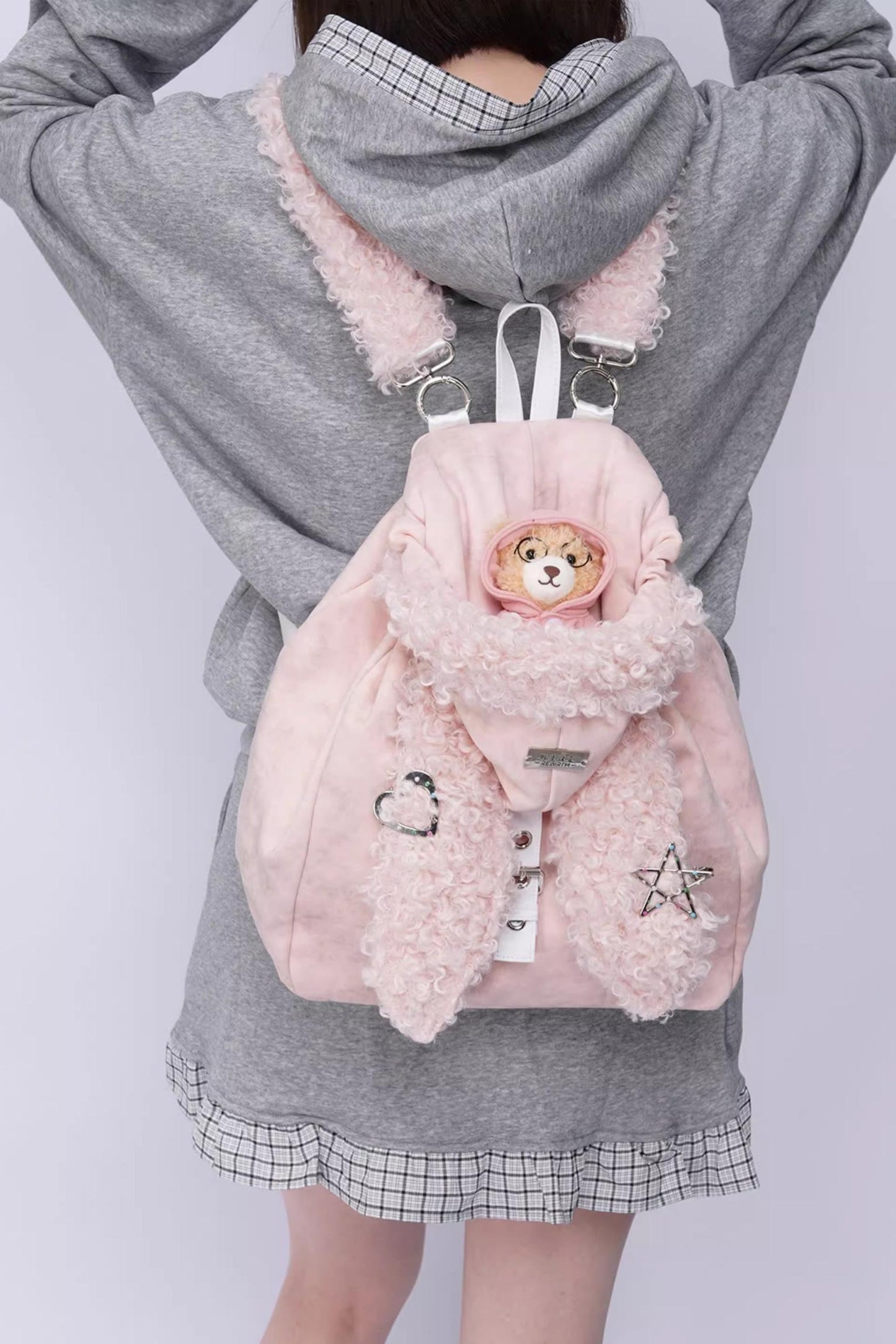 Cute Furry Rabbit Ear Backpack