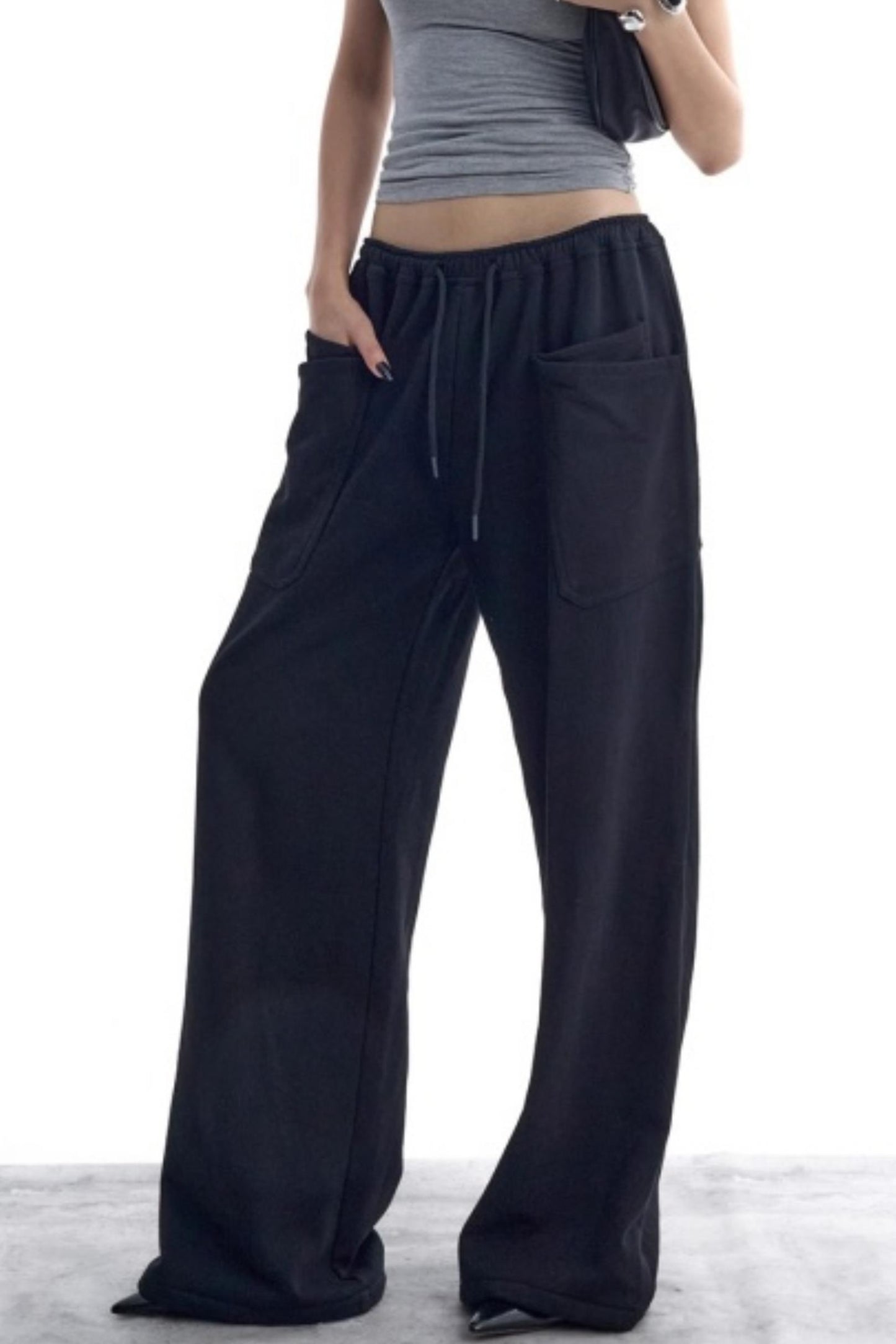 Double-Layer Black Sweatpants