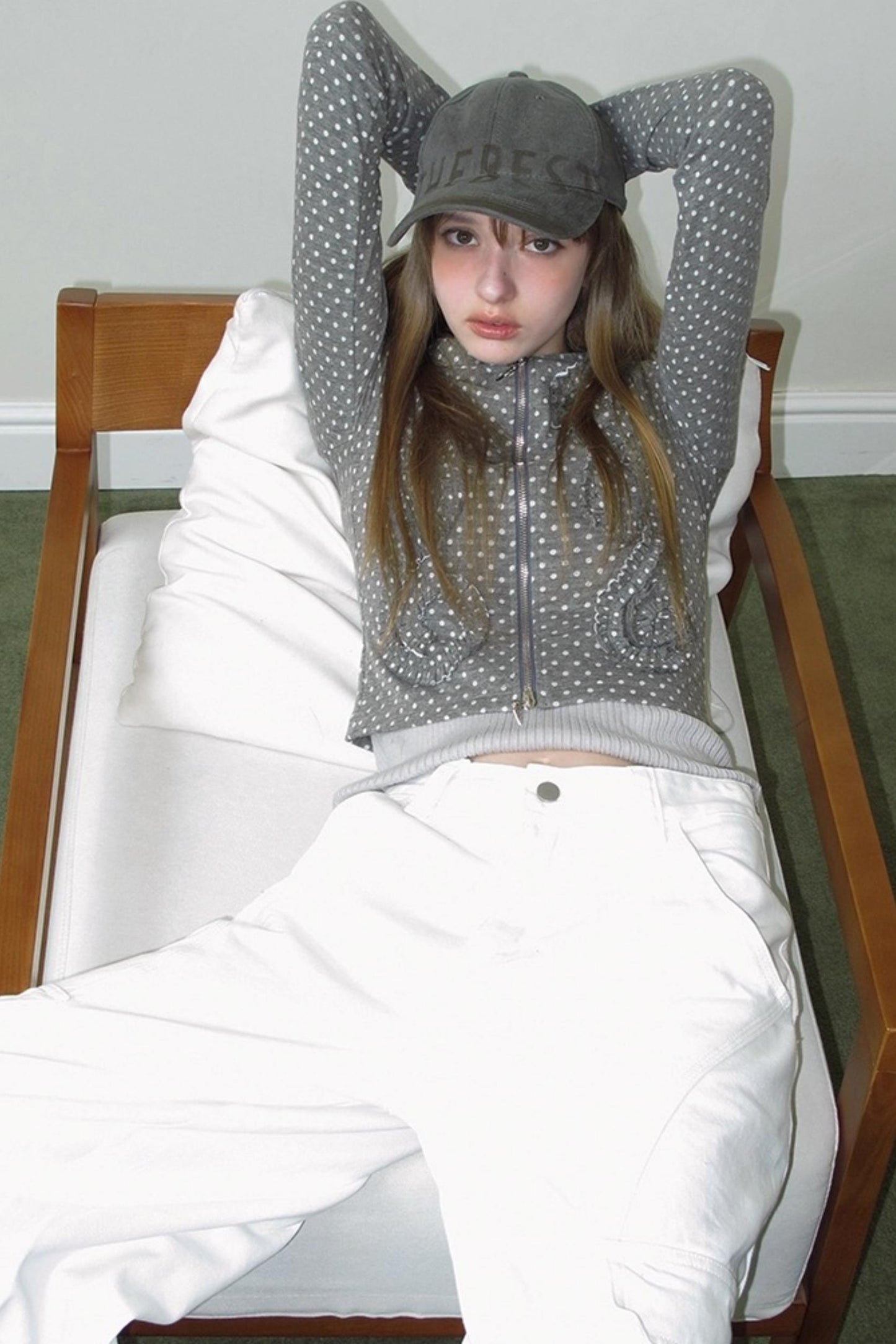 Reverbial Polka Dot Stripe Knitted Hoodie Top