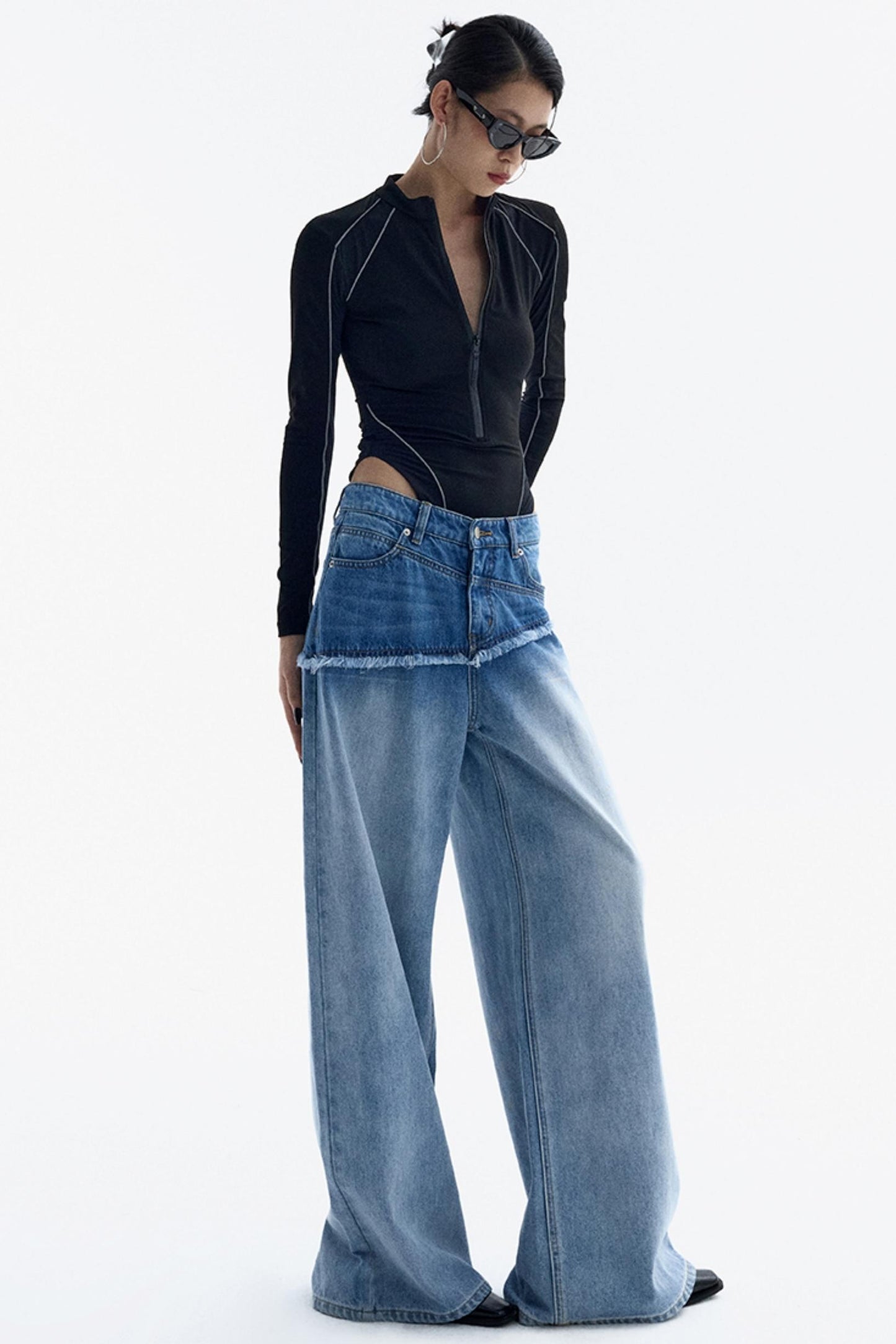 Reflective Stripe Biker Jumpsuit Top