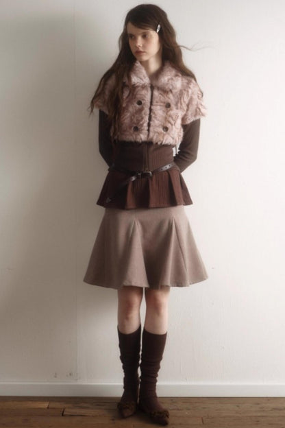 Retro High-Waisted Woolen Skirt
