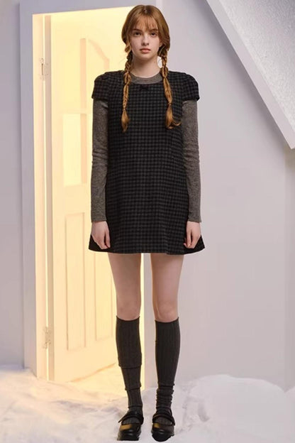 Green Plaid Wool-Blend Dress