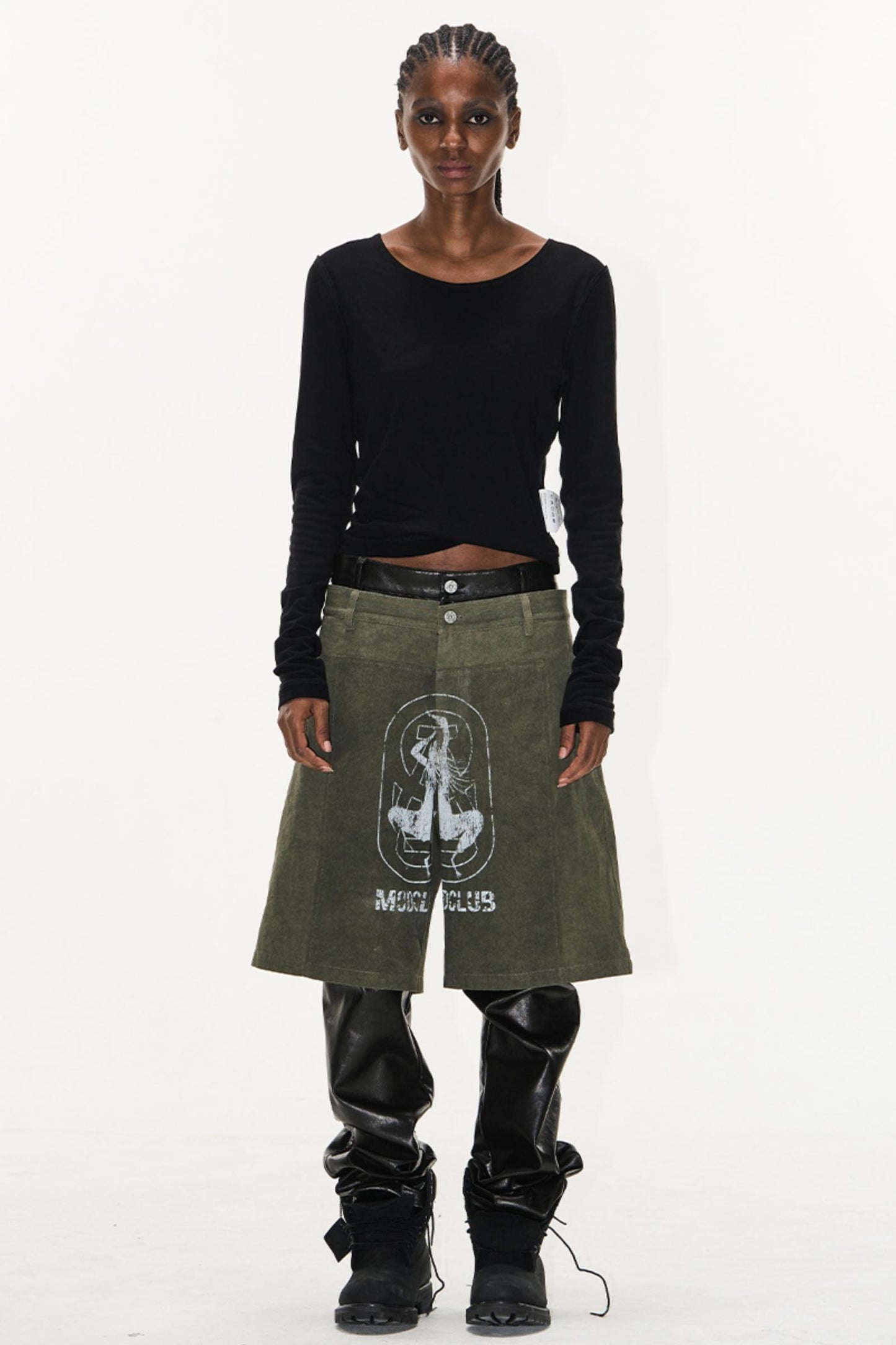 Patchwork Leather Shorts