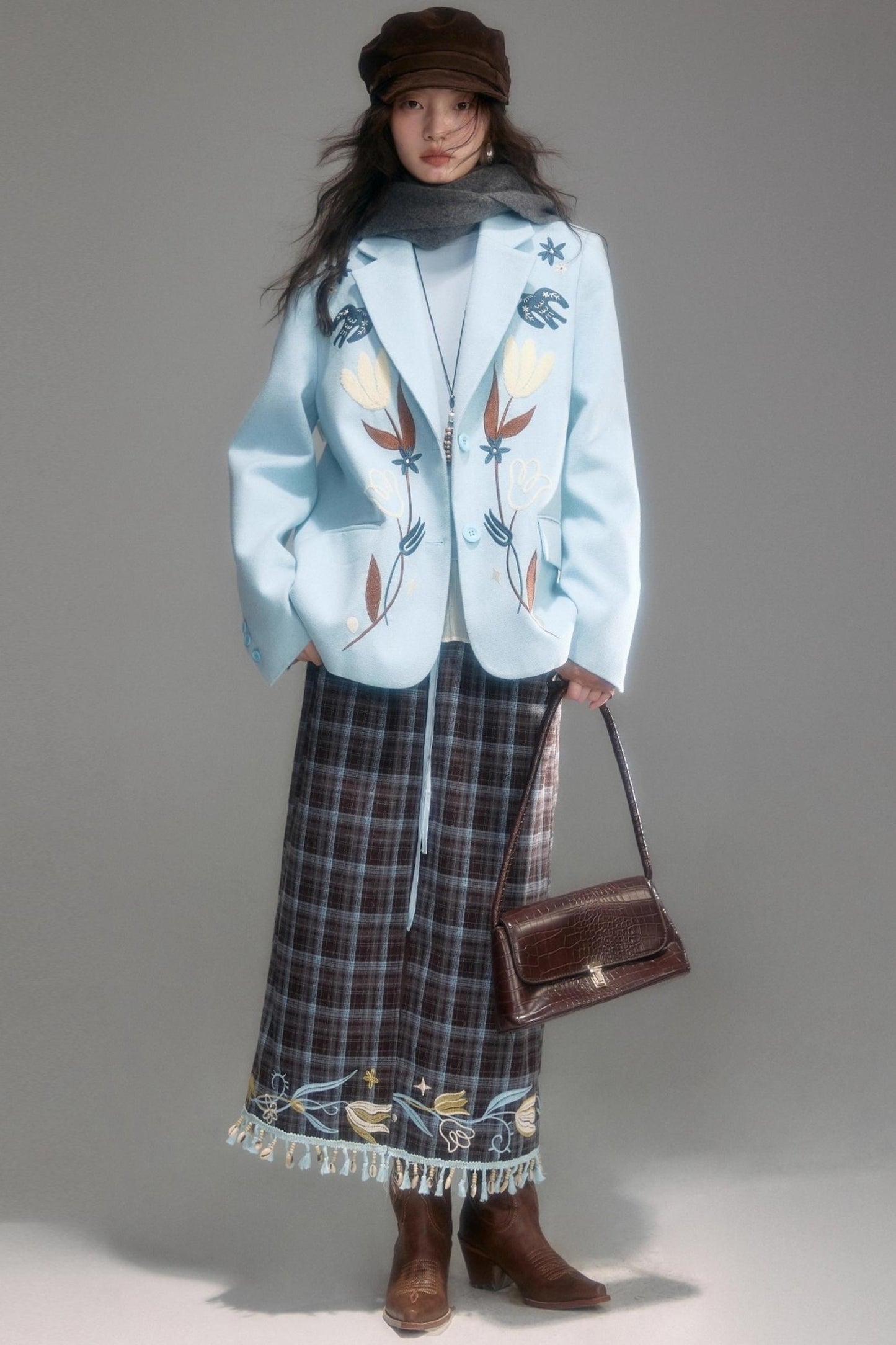 Floral Vintage Front Slit Skirt