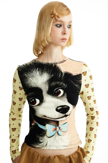 Cotton Puppy Print Base Top