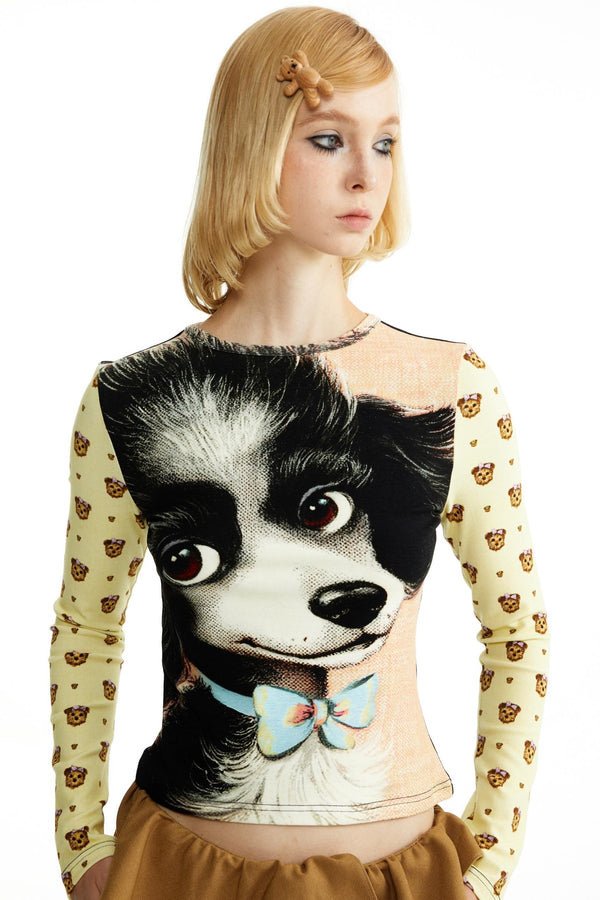 Cotton Puppy Print Base Top