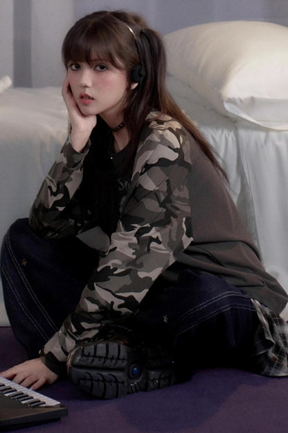 Camouflage Raglan Sleeve T-shirt