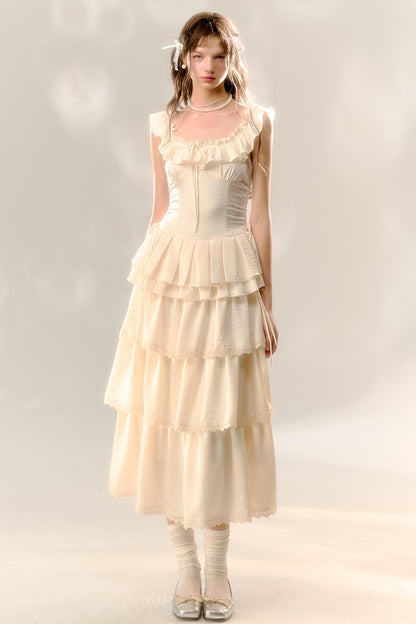 Lady Bird Vintage Beige Cake Dress