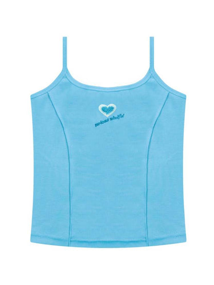 Slim Fit Heart Embroidery Knit Camisole