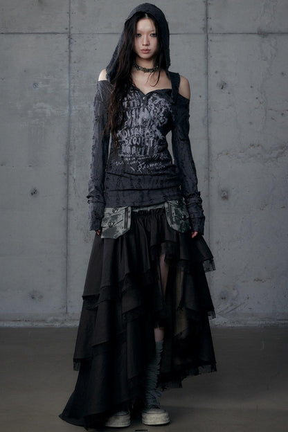 Vintage Punk Hooded Top