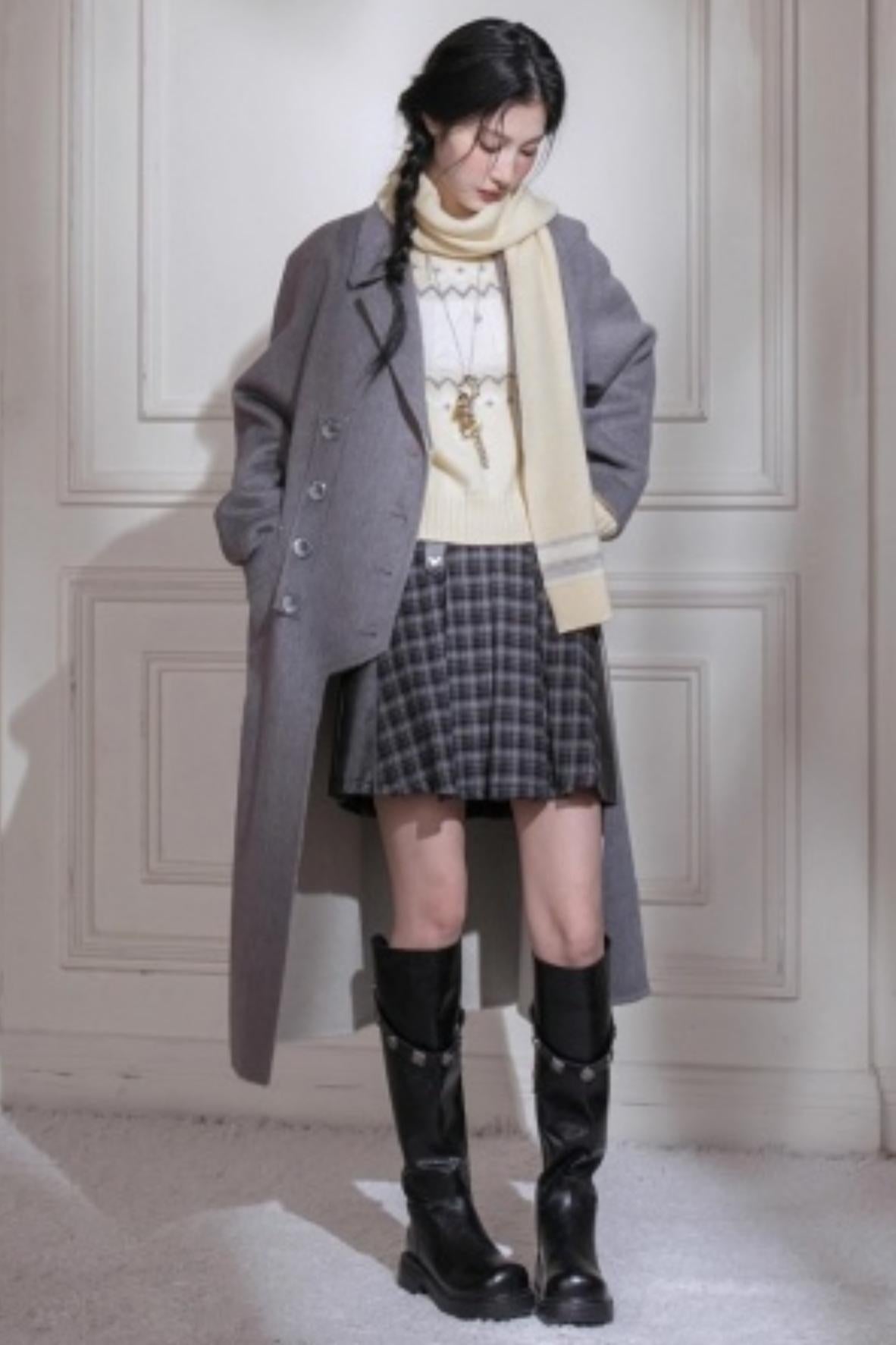 Jacquard Wool Sweater With Scarf Set