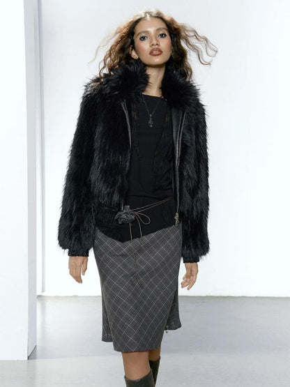 Black Eco Fur Coat