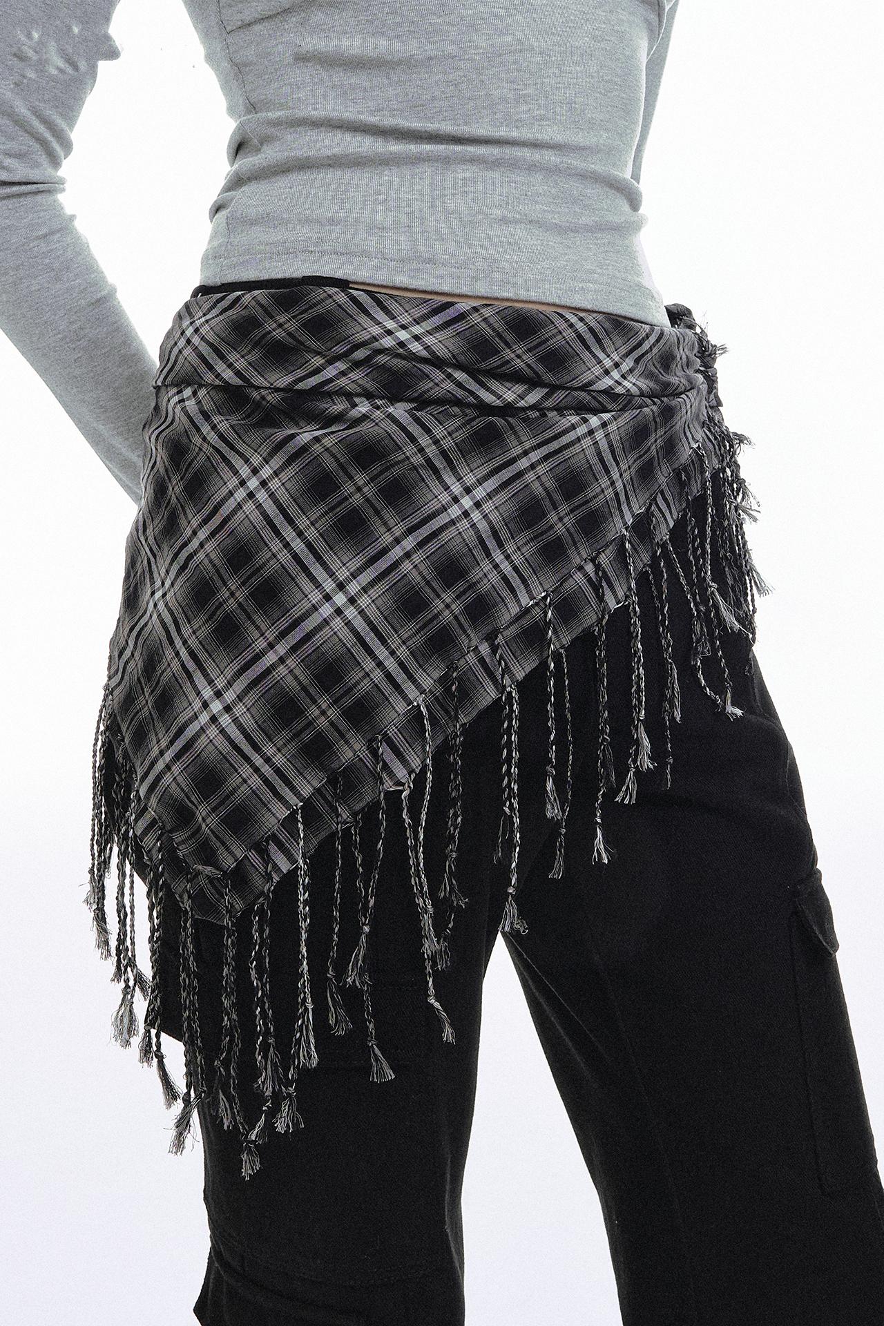 Retro Plaid Tassel Scarf