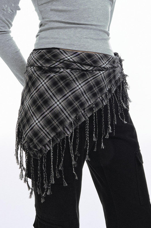 Retro Plaid Tassel Scarf
