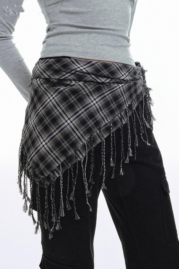Retro Plaid Tassel Scarf