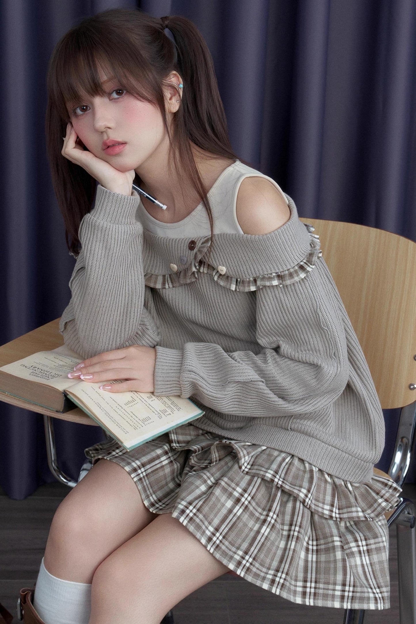 Sweet Brown Patchwprk Plaid Dress