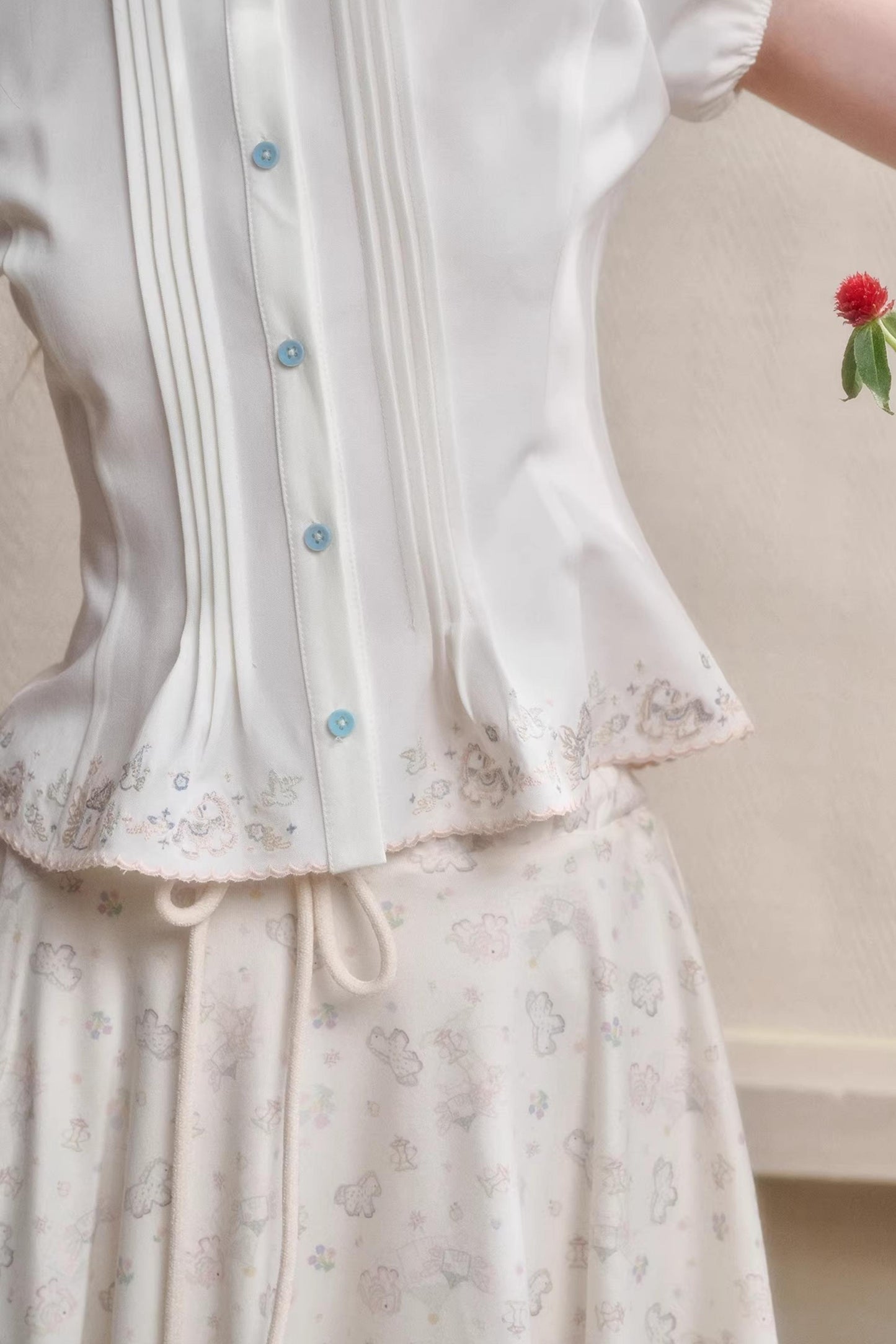 Handmade Embroidered Doll Collar Shirt