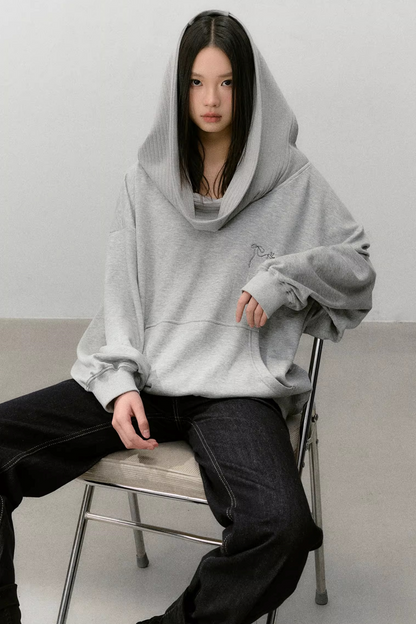 비대칭 후드 스웨터