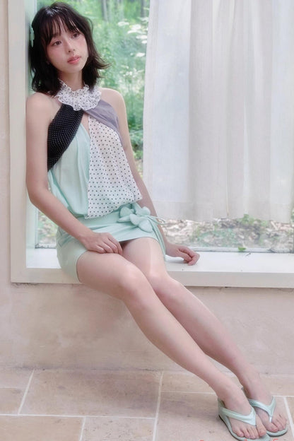 Ruffle Polka Dot Chiffon Blouse