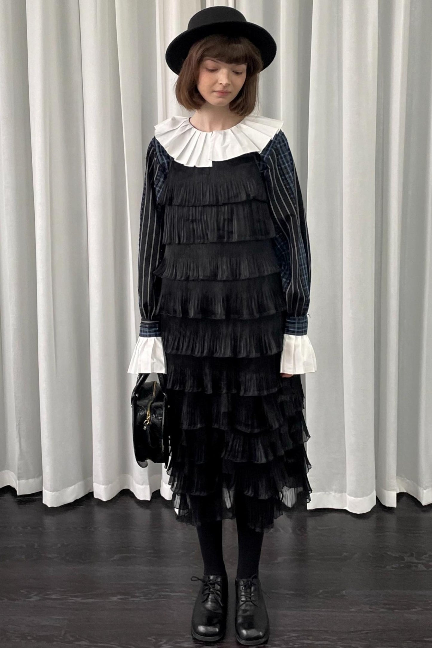 Black Pleated Slip Dress