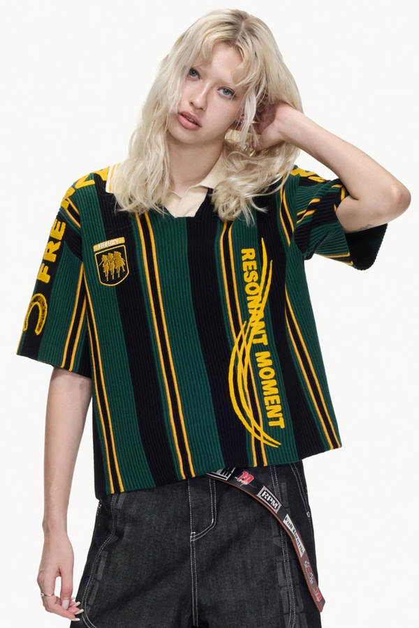 Retro Knitted Polo Top