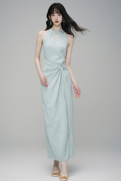 Elegant Sleeveless Jacquard Maxi Dress