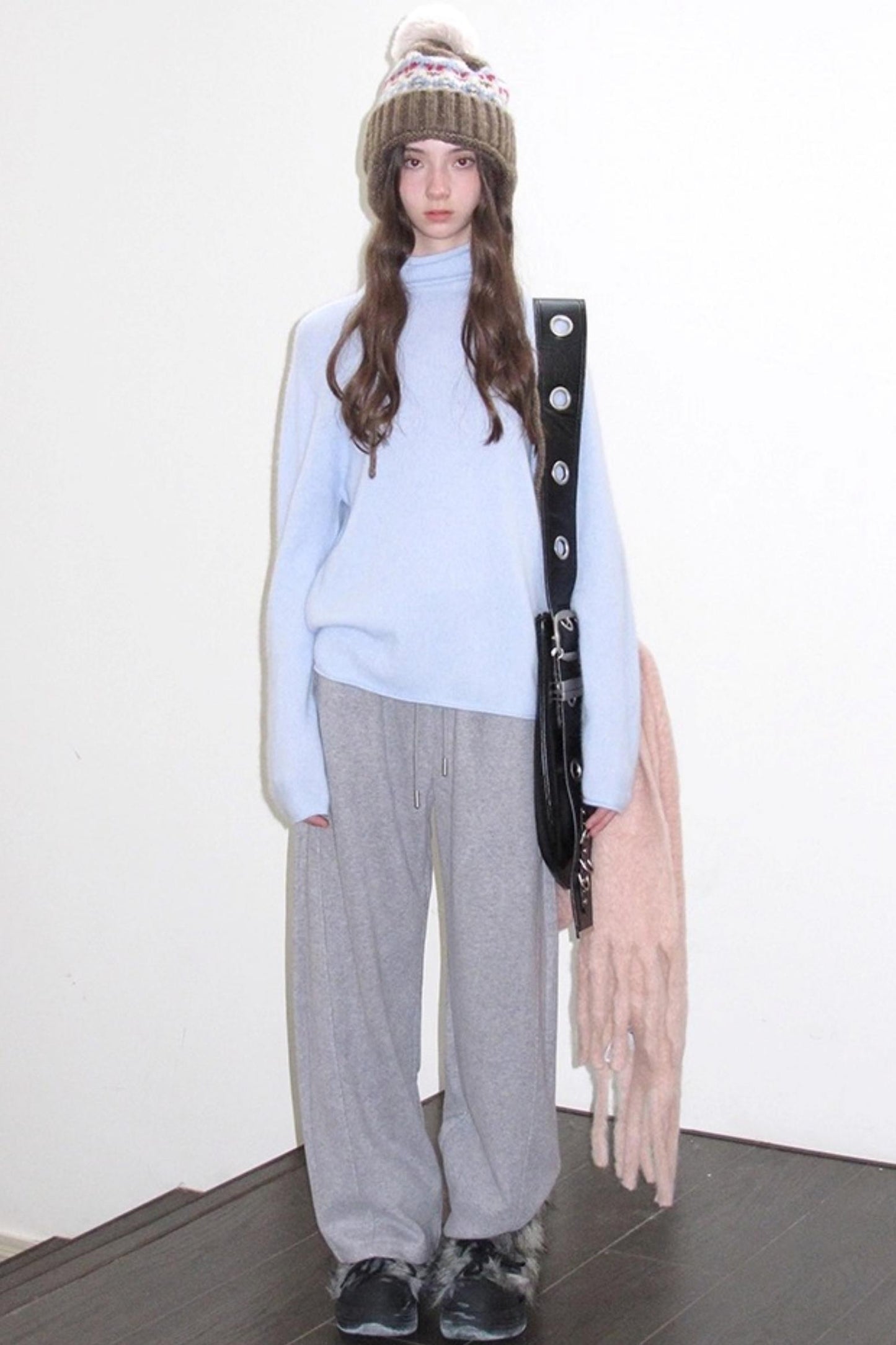 Fleece Mist Elastic Waist Knit Pants