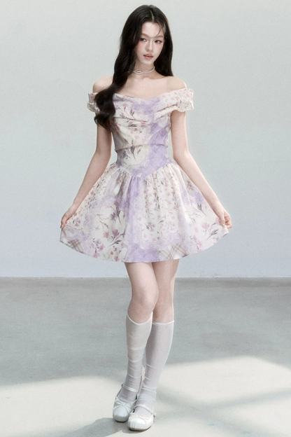 Mist Floral Off-Shoulder Dress