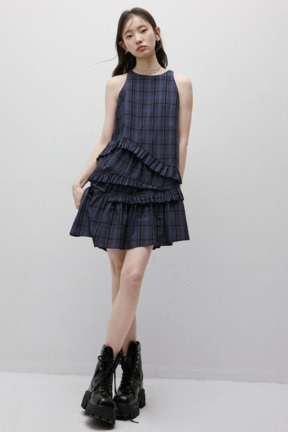 Midnight Blue Check Dress