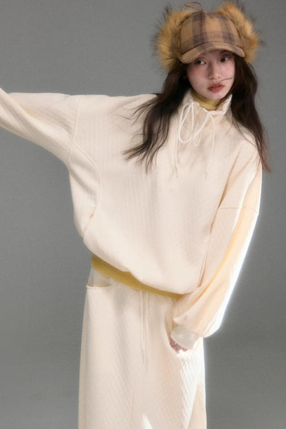 Moroccan Quilted Texture Sweatshirt Skirt Set-Up