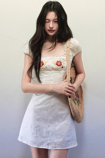 Embroidered A-Line Dress