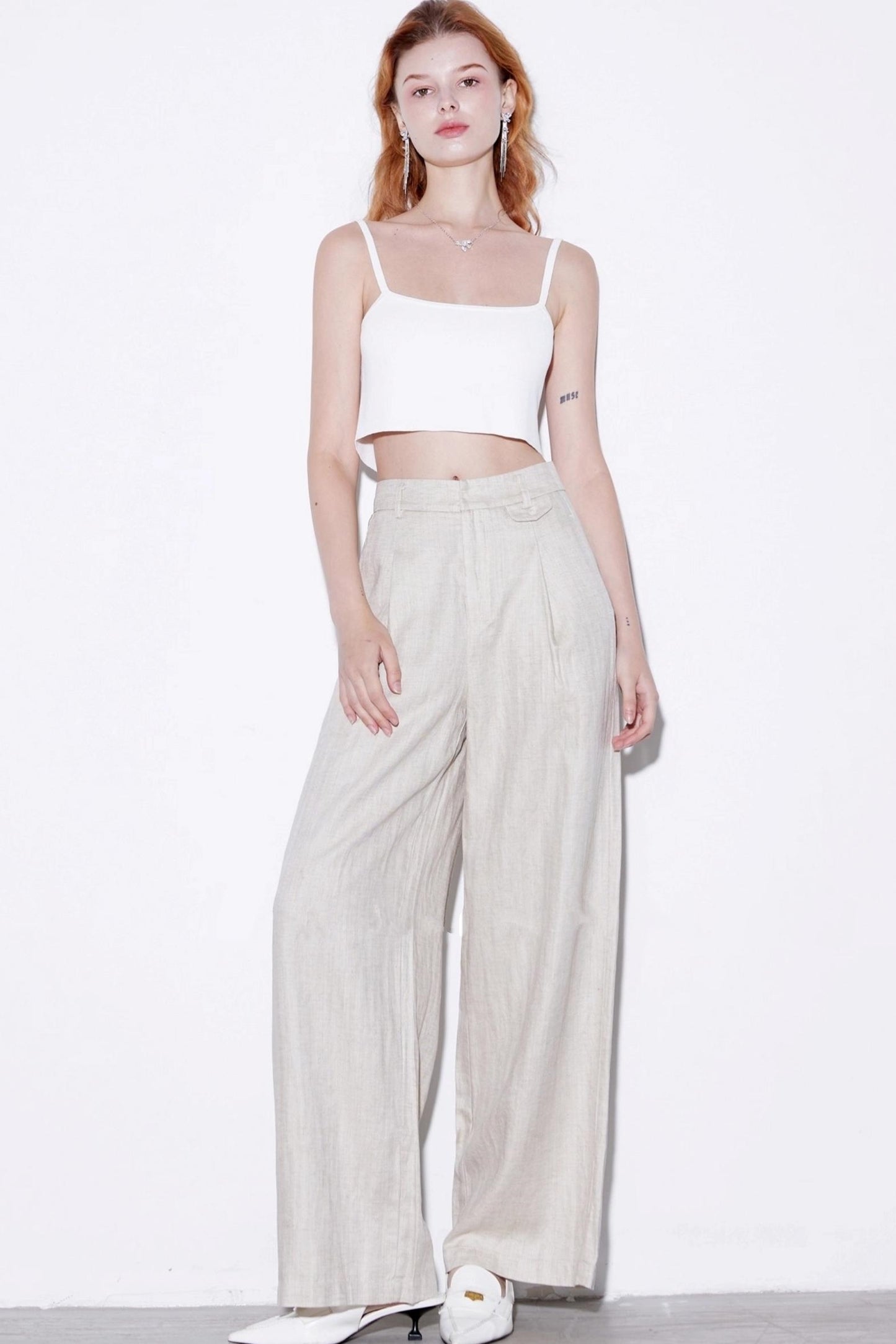 High-Waisted Linen Pants