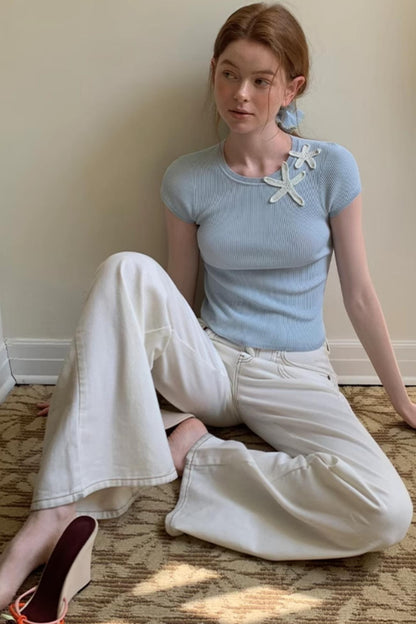 Wide-Leg Denim Pants